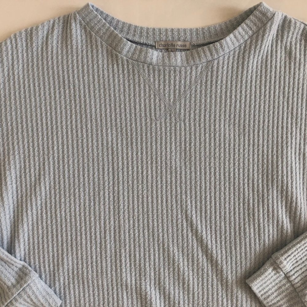 Charlotte Russe Waffle Knit Pale Blue Crop Top Size L - Picture 4 of 5